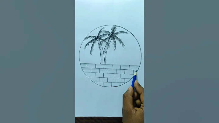 How to Draw  sunset, wall, coconut tree,and shades #easydraw
