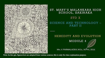 Standard: X  , Subject: Science 2  , Topic: Heredity and Evolution - Module 4