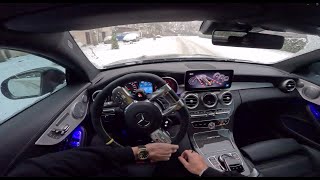 Mercedes-AMG C63 S WINTER DRIFT POV DRIVE (LOUD POPS) I 4K