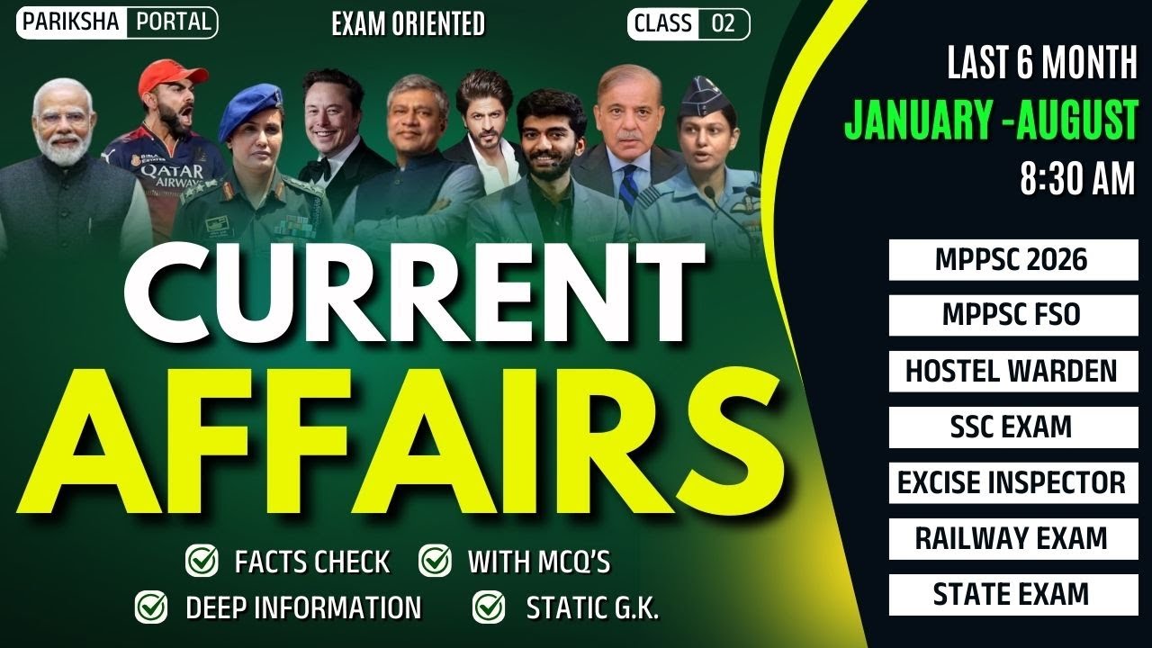 Daily LIVE Current Affairs | MPPSC Pre 2026 + MP FSO | 100% Exam Focused L02