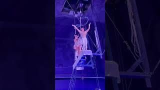 Impossible! Two trapeze fliers pass simultaneously in mid air!