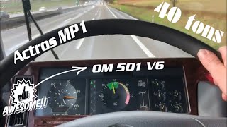 Mercedes Actros MP1 V6 OM 501 mit 40t Telligent Getriebe 16-Gang EAS / V6 Sound cockpit view