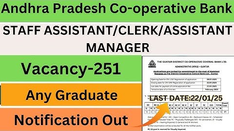 . 💼APCOB DCCB Recruitment 2025|Detailed Notification| 251 Staff Assistant & Assistant Manager Posts|