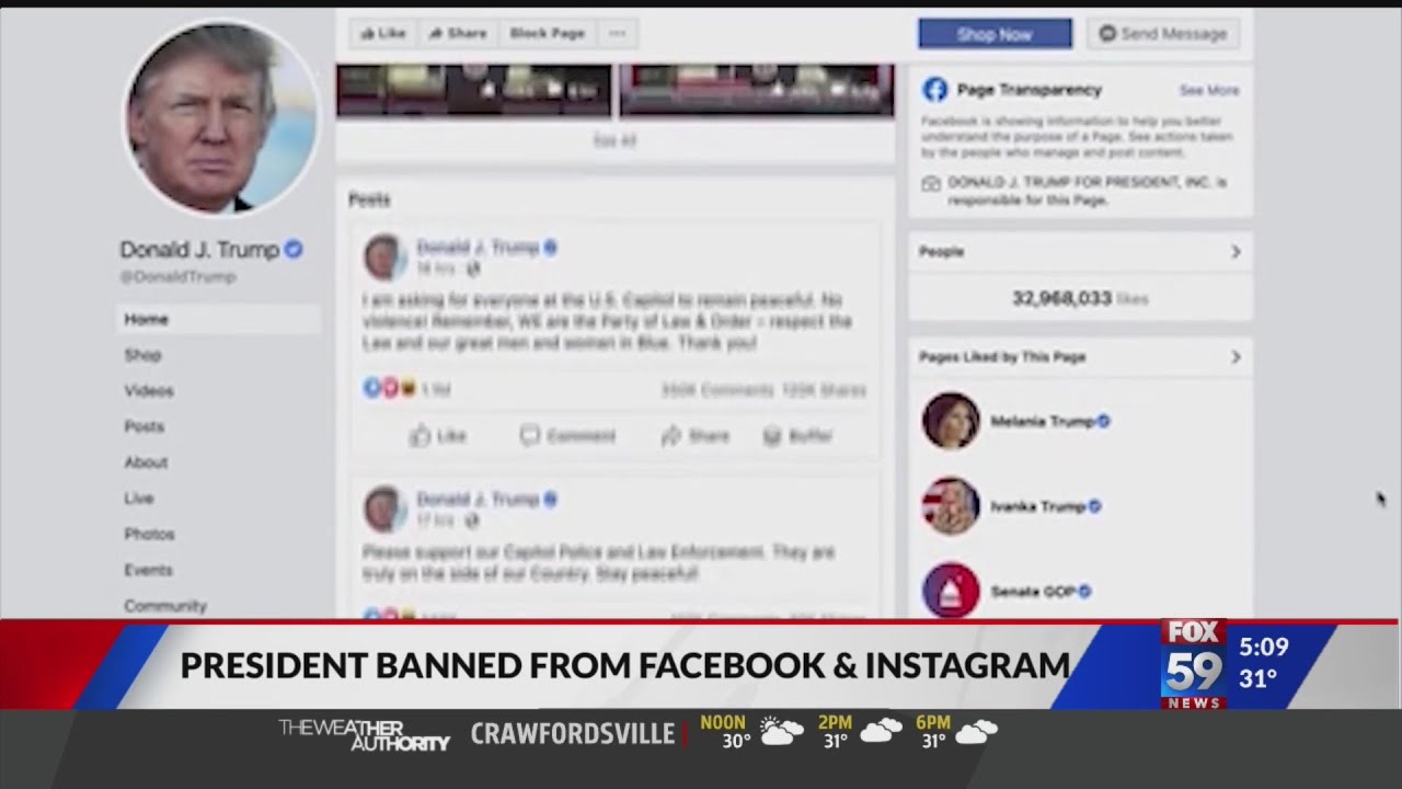 Trump banned from Facebook and Instagram - YouTube