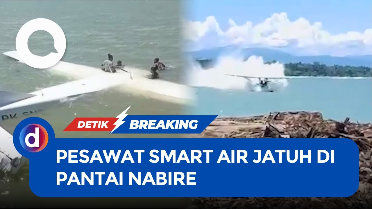 Detik-Detik Pesawat Smart Air Jatuh di Pantai Nabire