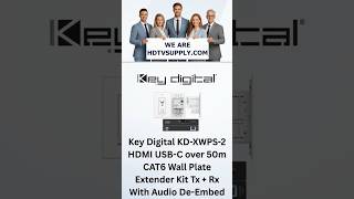 Key Digital KD-XWPS-2 HDMI USB-C over 50m CAT6 Wall Plate Extender Kit (Tx + Rx) With Audio De-Embed