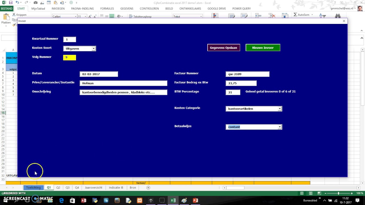 Excel Formulier Invoer Automatiseren Gegevens Plus Berekenen - Youtube