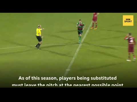 Player sent off for ignoring new substitute rule