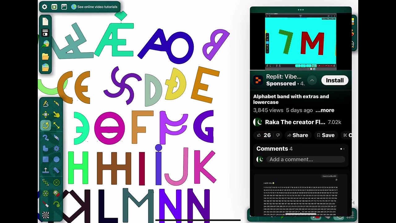 Мой фанатский алфавитный лор-бэнд (algodoo)