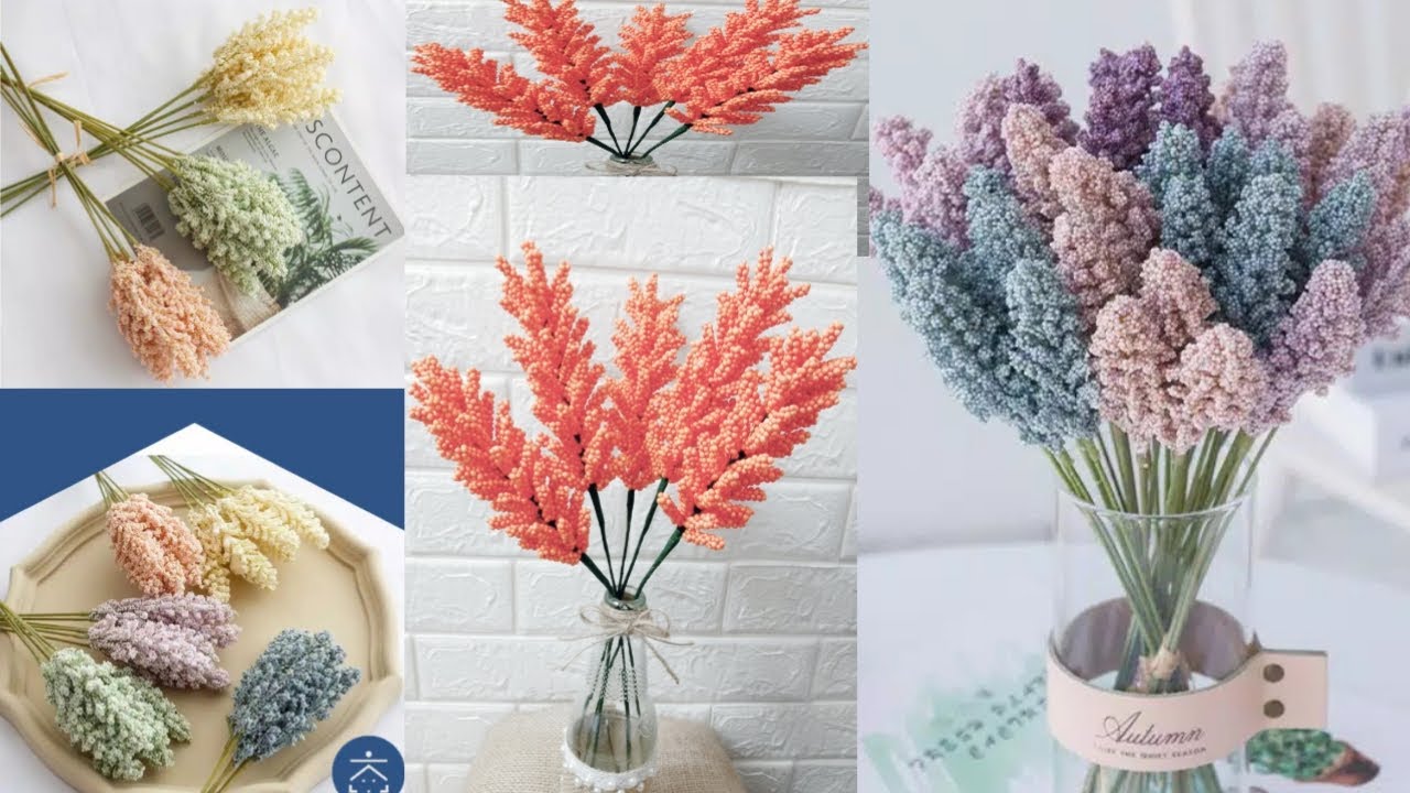 Легко сделать искусственный цветок из зерен пшеницы из мини-пены