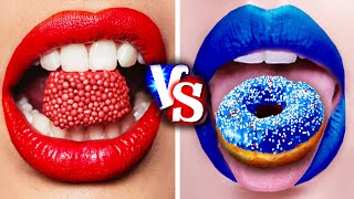 Eating One Color Food For 24 Hours Challenge! Red vs Blue Mukgbang by Gotcha! Viral