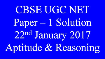 UGC NET Paper 1-Aptitude & Reasoning  | NTA NET JRF 2019 - January 2017 Paper 1 (Solved)