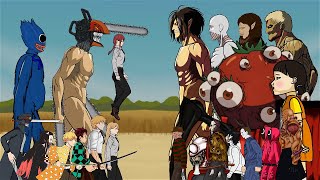 Chainsaw Man Vs Demon Slayer, Attack On Titan Squidgame & More - Drawing Cartoon 2