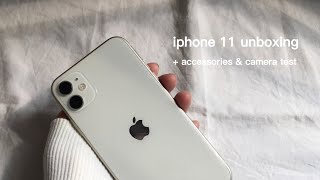 iphone 11 unboxing 🐰aesthetic in 2022 + accessories & camera test | white