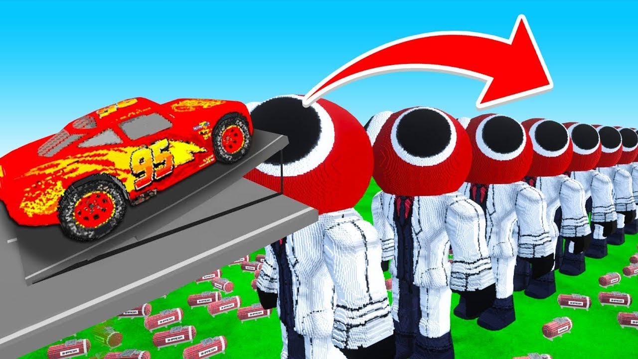 CARS JUMP OVER 100 RED RAINBOW FRIENDS! Teardown YouTube