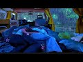 Snuggling in a Camper Van While Heavy Rain Falls Outside, Calm Night Sounds for Deep Relaxation
