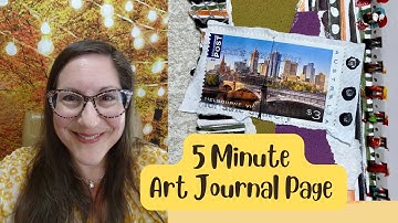 5 Minute Art Journal❤️mixed media time lapse❤️postage stamp collage
