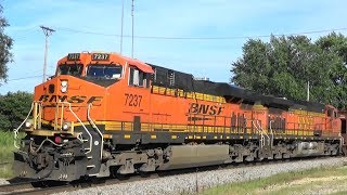 BNSF 7237 Leads a Freight w/ DPU, Colona, IL, 8/17/19