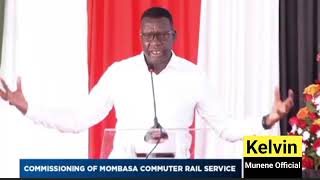 Transport CS Davis Chirchir address during the commissioning of Mombasa commuter rail services