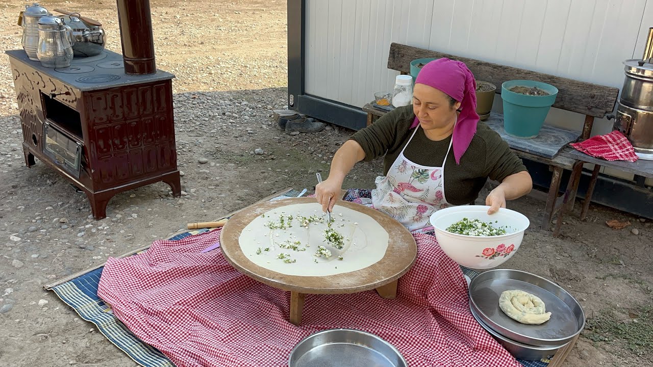 Kuzine sobamda yaptığım el açması çökelekli börek❗️|Sobamın ilk kullanımı 