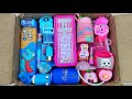 Unboxing Pink Stationery vs Blue Stationery items, Pencil Case, Projector, Table lamp, Sharpener