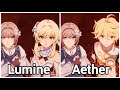 Genshin Impact 5.7 Archon Quest - Aether and Lumine Comparison