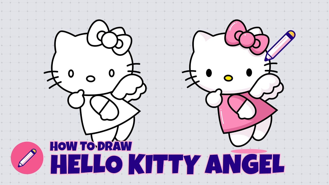 How to draw Hello Kitty Angel? Step by step drawing tutorial for kids ...