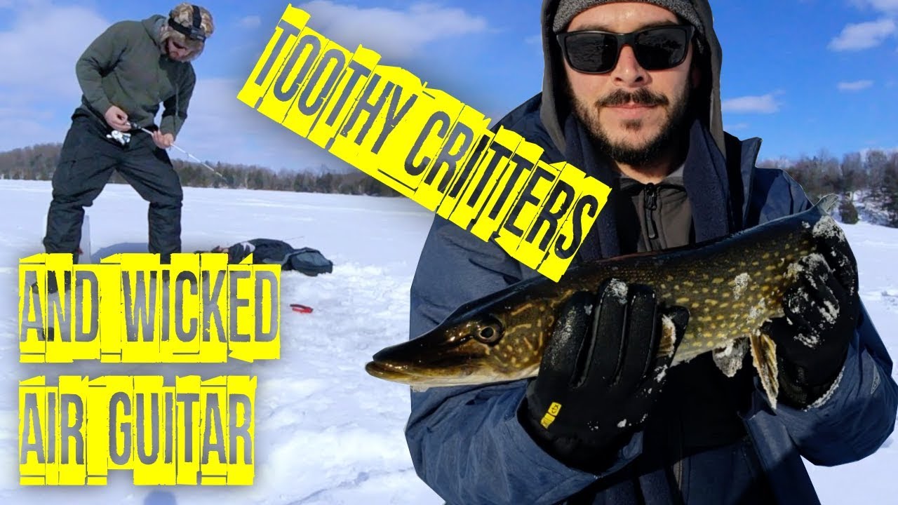 Ice Fishing for Pike on Collins Lake and Jamming on the Ice - YouTube