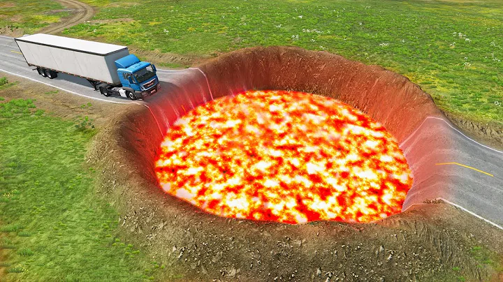 Cars vs Lava Potholes - BeamNG.Drive