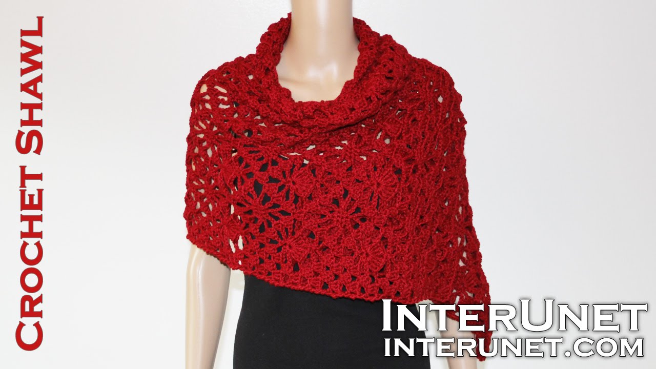 red Crochet shawl Q570