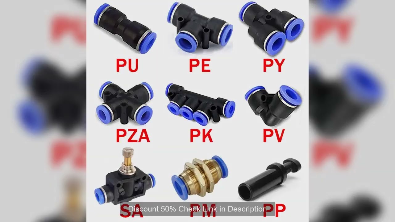 5PCS Pneumatic Fitting Pipe Air Connector Tube Quick Release Fitting Push In Hose Plastic 4/6/8/10/1