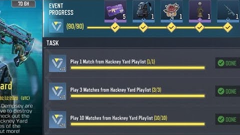 Call Of Duty Mobile Play 1,3,10 Matches from Hackney Yard Playlist Task Complete