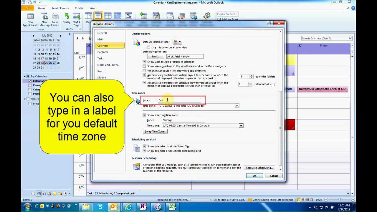How to Add an Additional Time Zone to Calendar in Outlook by Turner