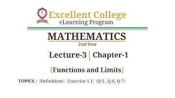 Mathematics | 2nd-Year | Lecture-3 | Chapter-1 | Functions and Limits