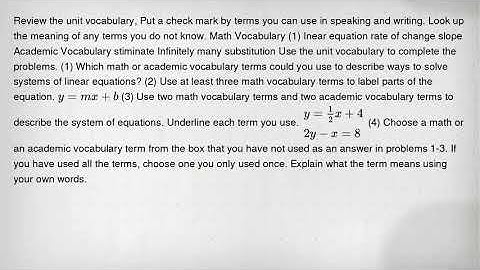 Review the unit vocabulary, Put a check mark by terms you can use in speaking and writing. Look up t
