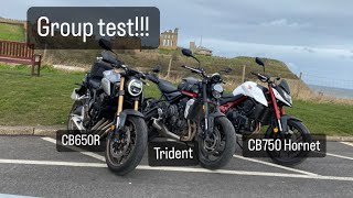 Group Test!! CB750 Hornet CB650R and Trident