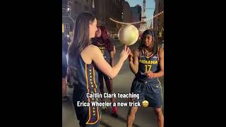 Caitlin Clark teaching Erica Wheeler a new trick 🤩 #shorts