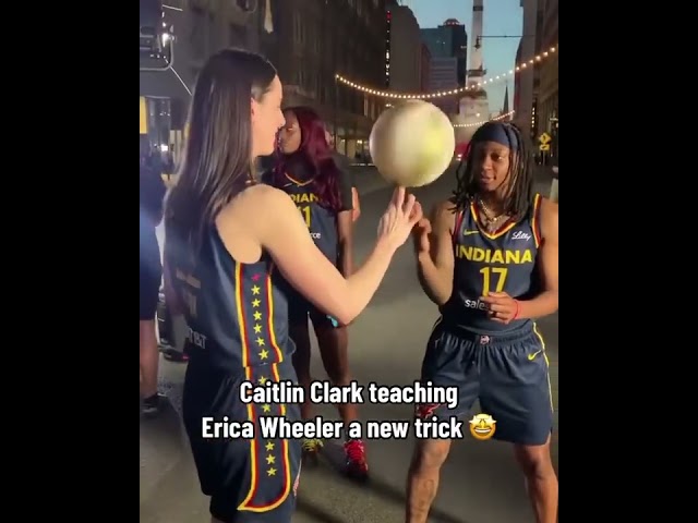 Caitlin Clark teaching Erica Wheeler a new trick 🤩 #shorts