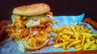 KFC Style Mighty Zinger Burger at Home | Secret Recipe by Super Simple Cooking | Step by Step