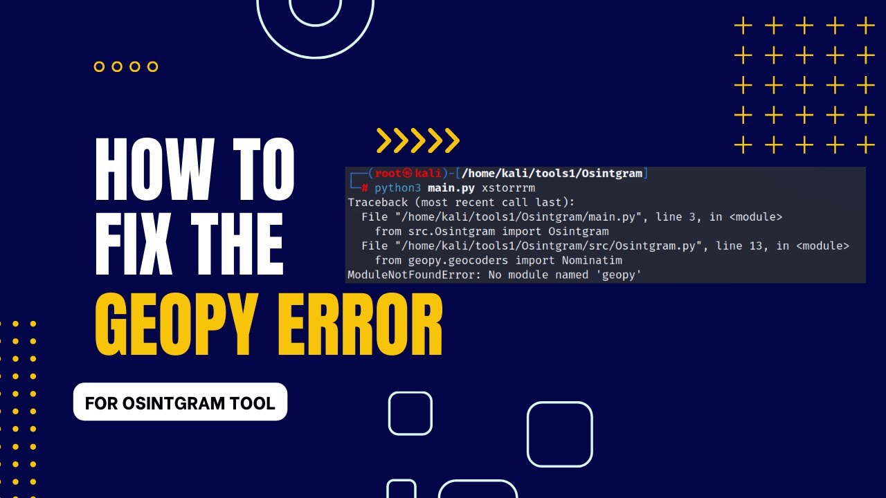 How to fix the geopy error on osintgram tool in kali linux youtube