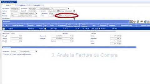 Anulando un factura de compras  de un proveedor en eFactory Software ERP/CRM en la nube