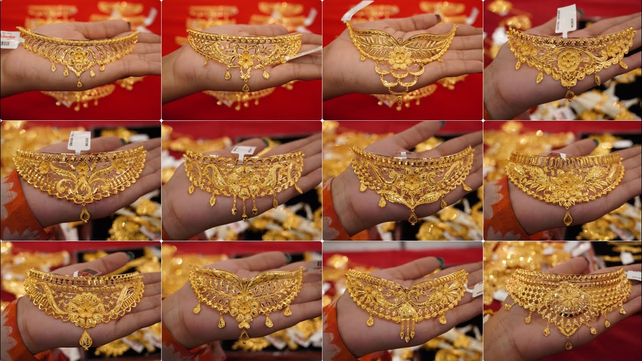Latest gold choker necklace designs//2025 Letest Bridal Gold Chokers Necklace Designs with weight//