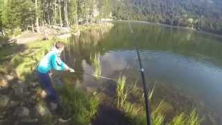 Pêche de la truite en lac de montagne