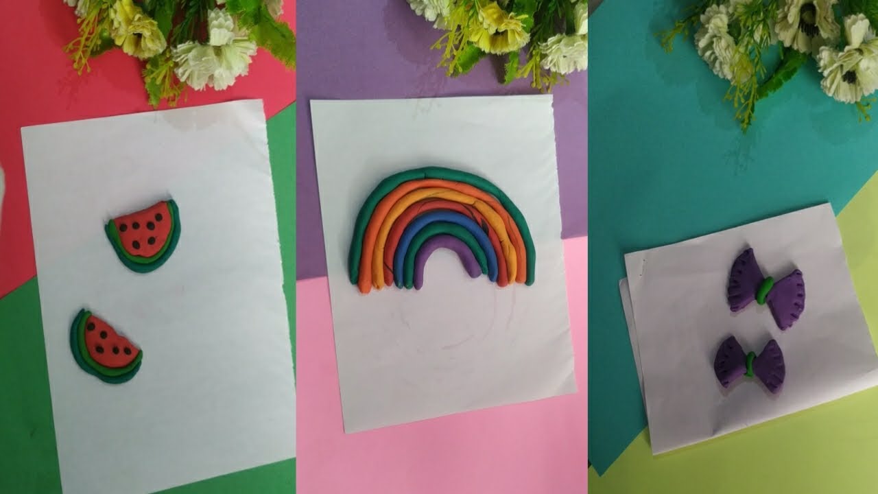 Watermelon clay art | Rainbow clay art | ribbons clay art /esay clay ...