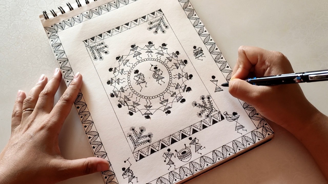 Step by step Warli Art for Beginners | How to draw Warli Art festival | Tribal Art Drawing Tutorial