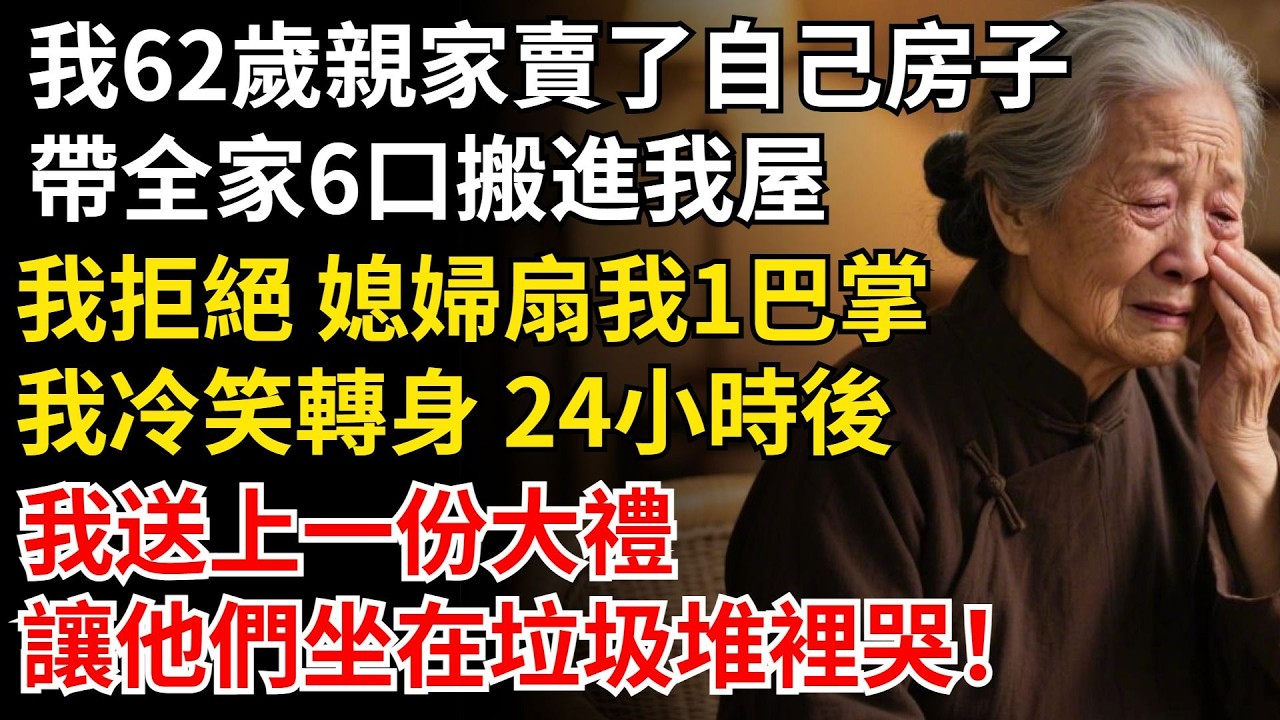 我62歲，親家賣了自己房子，帶全家6口搬進我屋，我拒絕 媳婦扇我1巴掌，我冷笑轉身 24小時後，我送上一份大禮，讓他們坐在垃圾堆裡哭！ #晚年生活#中老年生活#為人處世#生活經驗#情感故事#幸福人生
