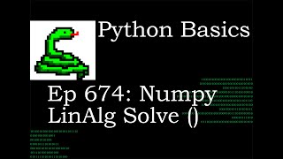 Python Basics Tutorial Numpy Linear Algebra Solve Function