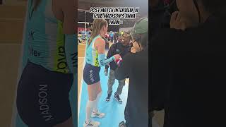 Pro Volleyballer Anna Haak gets interviewed by LOVB Madison's In Arena Host PROMISE. #LOVB #madison