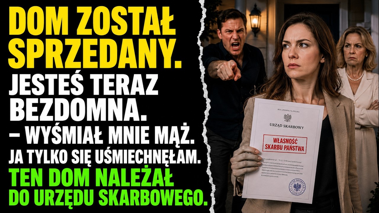 „Usłyszałeś mnie” — powiedziałam spokojnie, wyciągając z torby kopertę. „Dom, który właśnie sprzedałeś, należał do urzędu skarbowego. Środki przeszły na moje konto.” Bartek zamarł w kuchni mojej...