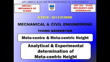Meta-centre and Meta-centric Height | KTU - (S3) - Mechanical (Module 1) & Civil (Module 2)